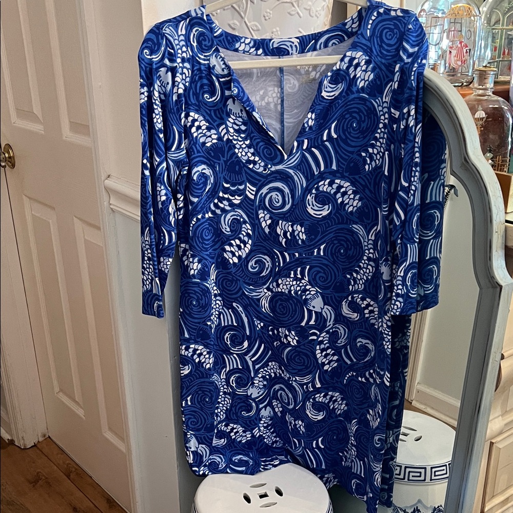Lilly Pulitzer Sophiletta 3/4 sleeve Dress in Blue Grotto EEEUC